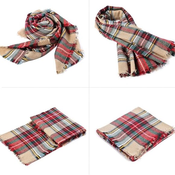 Plaid blanket thick winter scarf - Picture 4 of 5